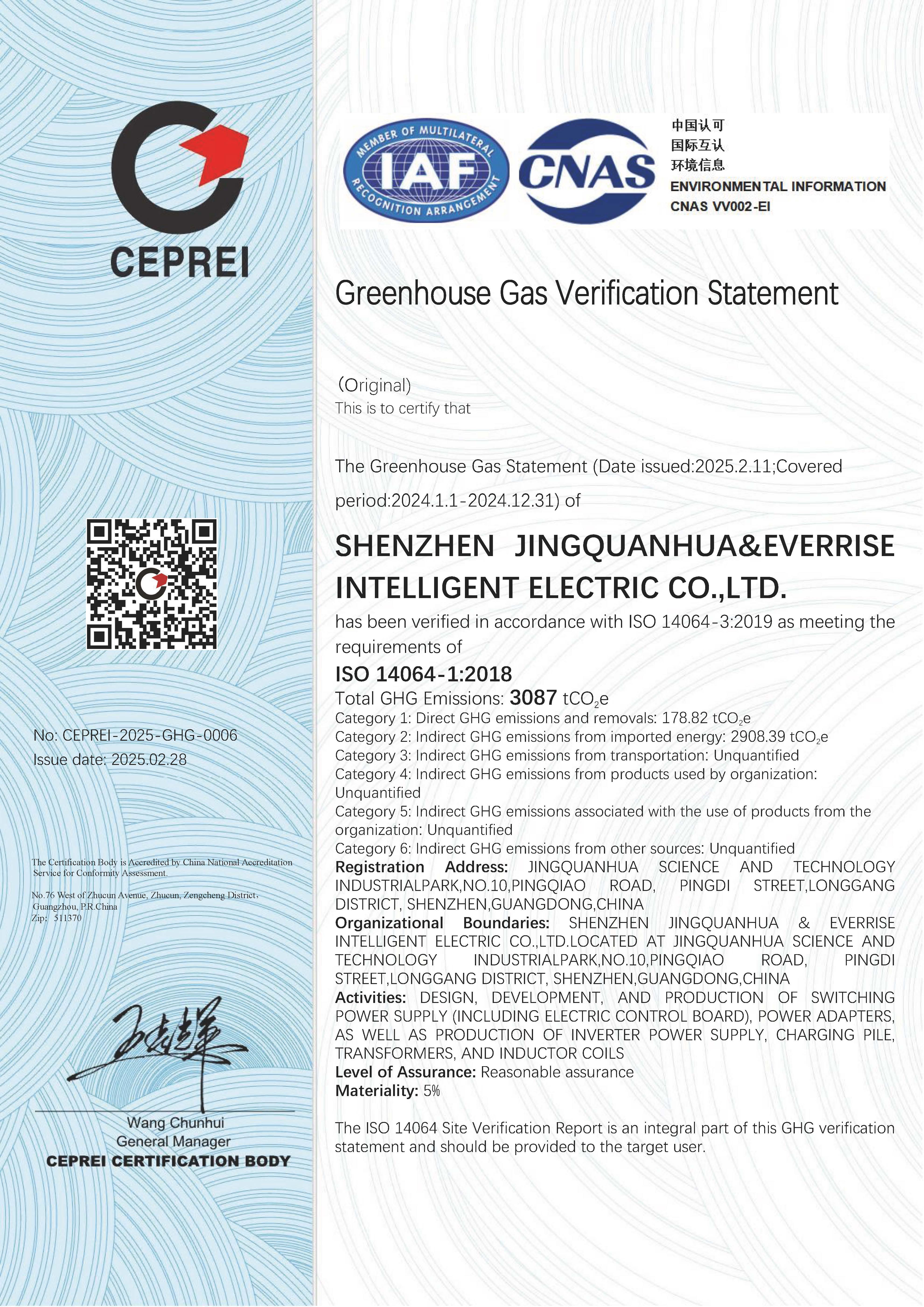 Greenhouse Gas Verification Statement